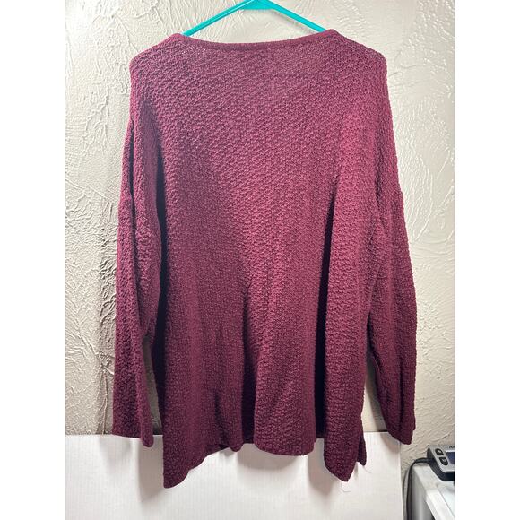 Eileen Fisher Linen Blend Round Neck Sweater Burgundy Tunic Size Large - Picture 4 of 5